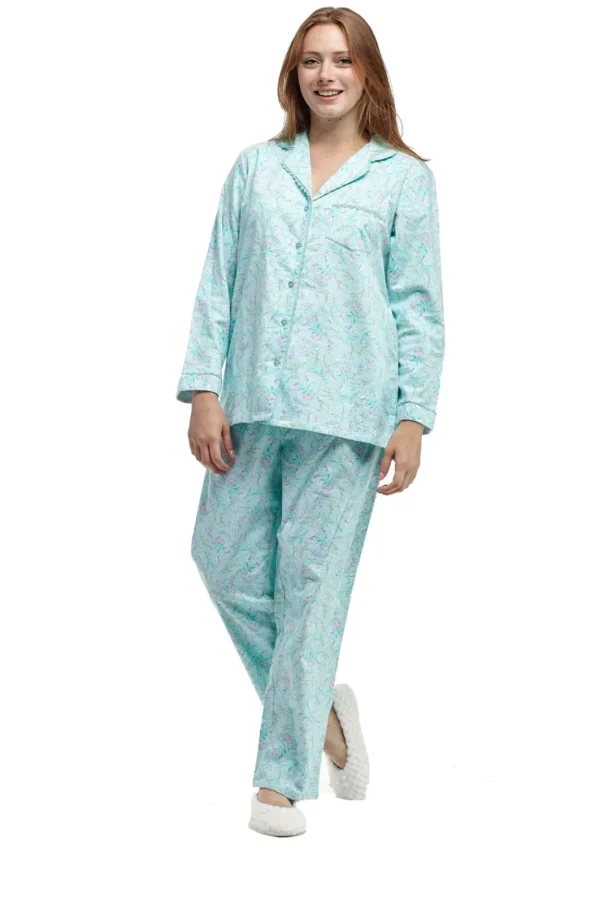 La Cera™ Wispy Floral Flannel Pajama Set Cheap